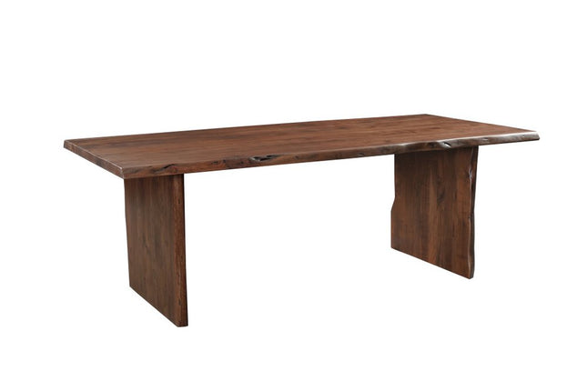 Nine Piece Brown Solid Wood Dining Set with Eight Chairs