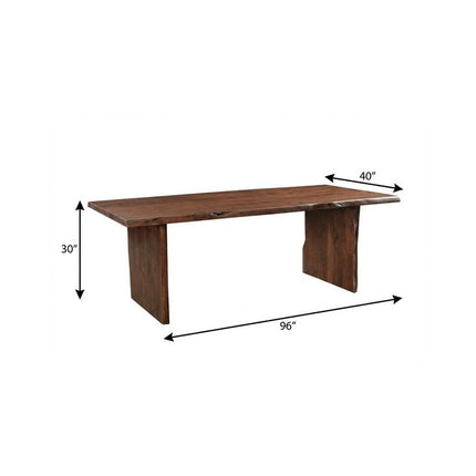 96" Brown Solid Wood Live Edge Sled Base Dining Table