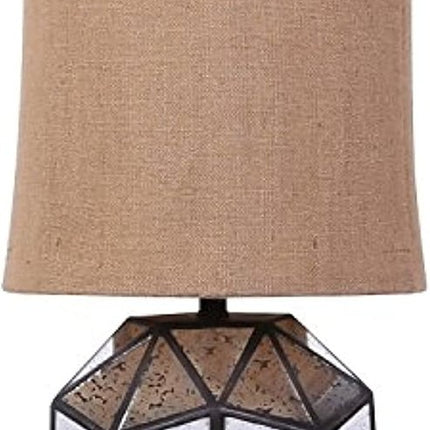 40" Silver Geometric Table Lamp With Cylinder Shade