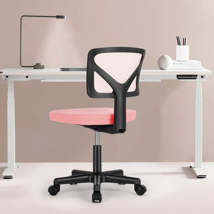 Black and Pink Adjustable Height Swivel Rolling Office Chair