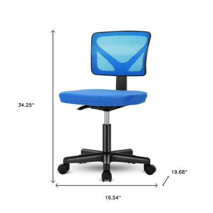 Black and Blue Adjustable Height Swivel Rolling Office Chair