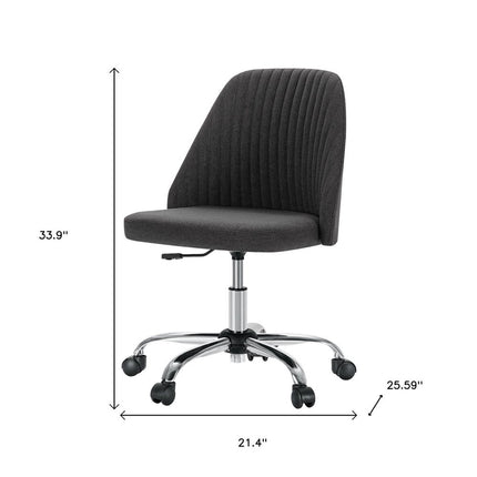Dark Gray and Silver Adjustable Height Swivel Rolling Office Chair