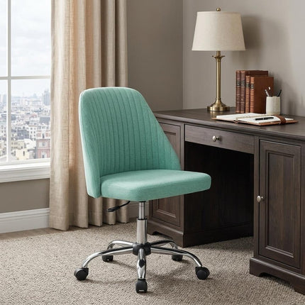 Green and Silver Adjustable Height Swivel Rolling Office Chair