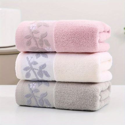 3-Pack Luxurious Cotton Hand Towels, 34.04 x 73.91 cm, 460 GSM, Modern Leaf Pattern