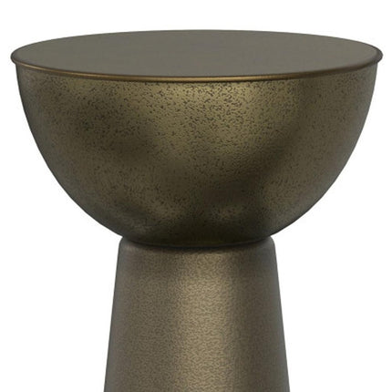 26" Antiqued Gold Metal Round End Table