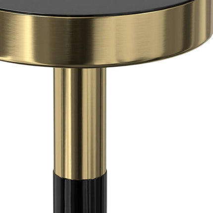 25" Gold and Turquoise Metal Round End Table