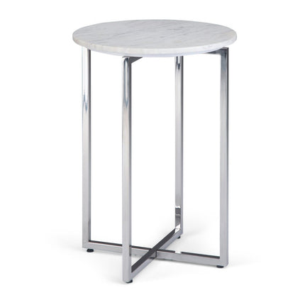 24" White Metal Round End Table And Trunk Storage