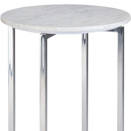24" White Metal Round End Table And Trunk Storage