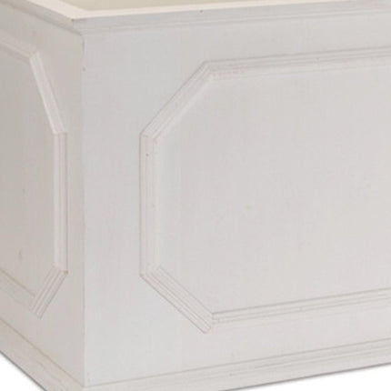 Set of Three White Wood Geometric Rectangular Planter Boxes