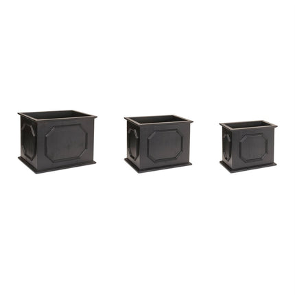 Set of Three Black Wood 1 Ounce Geometric Rectangular Planter Boxes