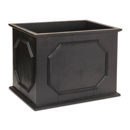 Set of Three Black Wood 1 Ounce Geometric Rectangular Planter Boxes