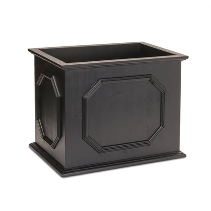 Set of Three Black Wood 1 Ounce Geometric Rectangular Planter Boxes