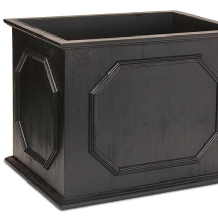 Set of Three Black Wood 1 Ounce Geometric Rectangular Planter Boxes