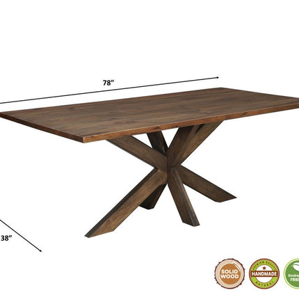 Seven Piece Brown Solid Wood Dining Set with Six Chairs