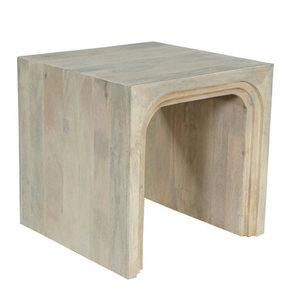 24" White Solid Wood Square Sled End Table