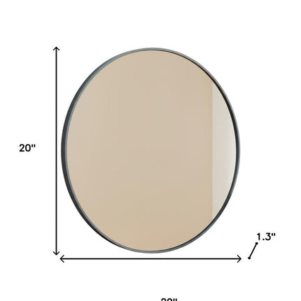 20" Black Metal Round Framed Bathroom Vanity Mirror