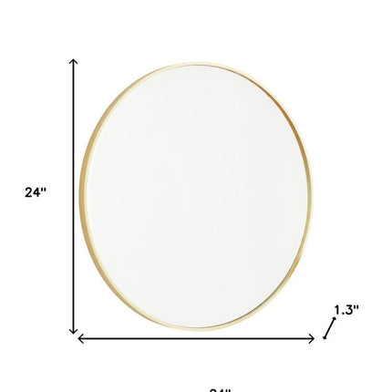 24" Gold Metal Round Framed Bathroom Vanity Mirror
