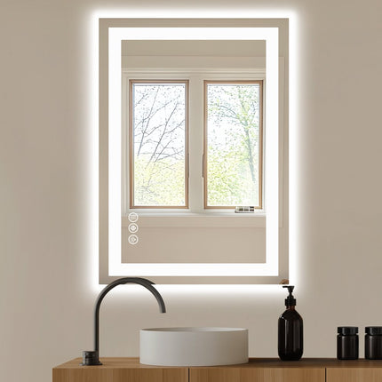 24" Clear Lighted Frameless Bathroom Vanity Mirror