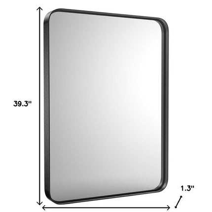 39" Black Metal Floating Framed Bathroom Vanity Mirror
