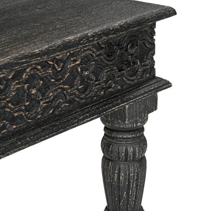 Set Of Three Black Solid Wood Distressed Coffee Table