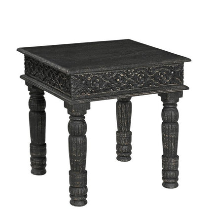 Set Of Three Black Solid Wood Distressed Coffee Table