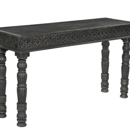 Set Of Three Black Solid Wood Distressed Coffee Table