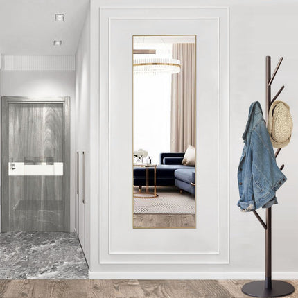 63" Gold Metal Freestanding and Wall Mount Framed Full Length Mirror