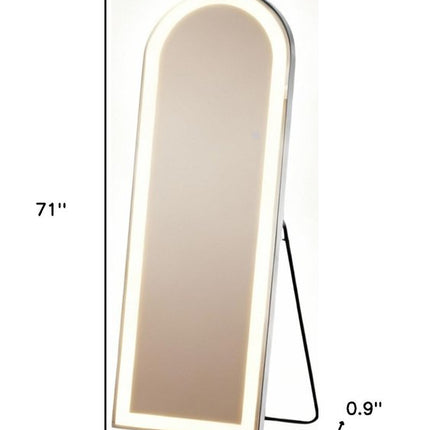 71" Clear Arch Lighted Freestanding and Wall Mount Frameless Full Length Mirror