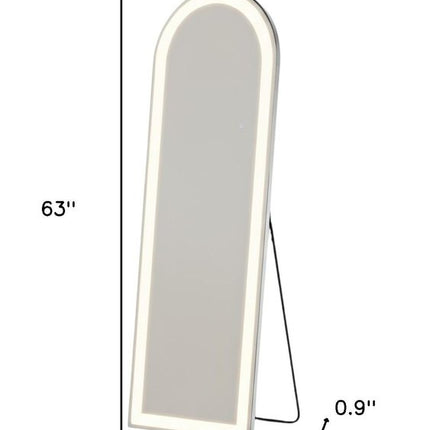 63" Clear Arch Lighted Freestanding and Wall Mount Frameless Full Length Mirror