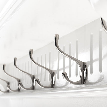 39" White Solid Wood Six Hook Wall Mount Coat Rack