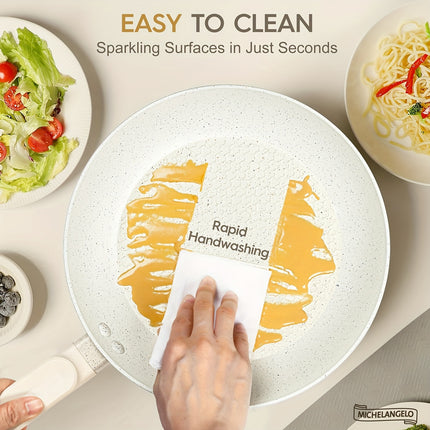 10-Piece White Granite Cookware Set - Durable Non-Stick Coatings, Complete Pots and Pans Set
