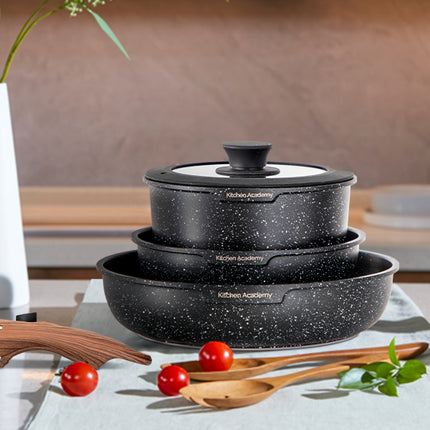 12-Piece Granite Non-Stick Cookware Set - Premium Induction Ready Cooking Pan Set,