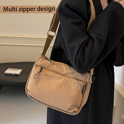 Multi Pockets Cross-body Bag, Nylon Shoulder Bag, Versatile Square Bag for Travel, Daily