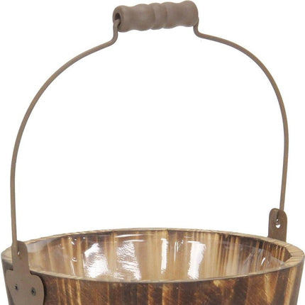 Brown Wood 100 Ounce Round Distressed Bucket Planter
