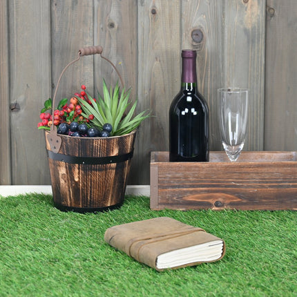 Brown Wood 100 Ounce Round Distressed Bucket Planter
