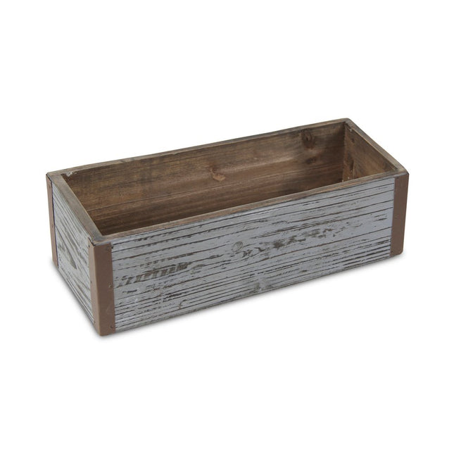 Gray Wood 98 Ounce Rectangular Distressed Planter Box