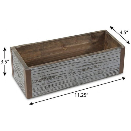Gray Wood 98 Ounce Rectangular Distressed Planter Box