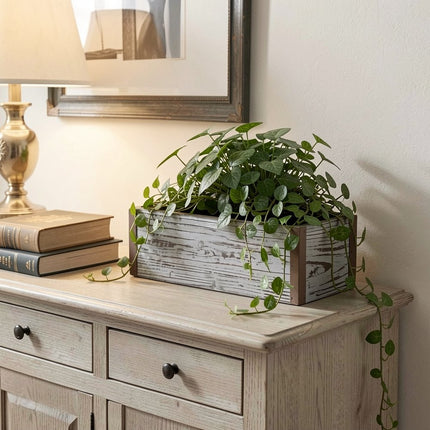 Gray Wood 98 Ounce Rectangular Distressed Planter Box