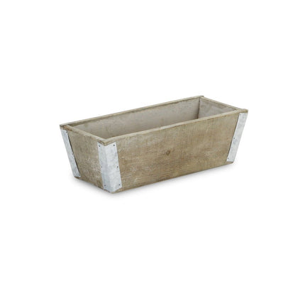 Natural And Silver Metal And Wood 90 Ounce Rectangular Distressed Planter Box