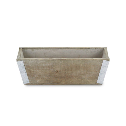 Natural And Silver Metal And Wood 90 Ounce Rectangular Distressed Planter Box