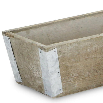 Natural And Silver Metal And Wood 90 Ounce Rectangular Distressed Planter Box