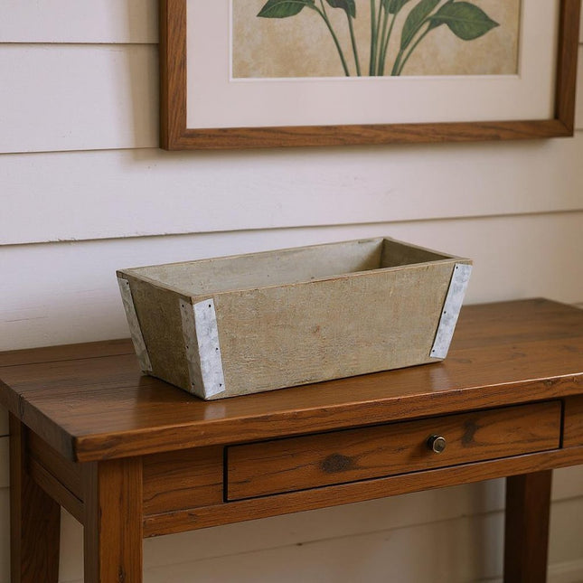 Natural And Silver Metal And Wood 90 Ounce Rectangular Distressed Planter Box