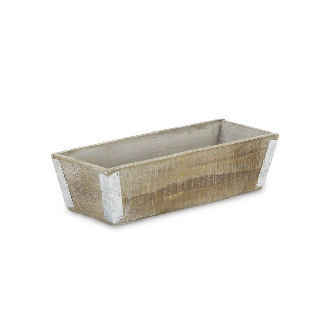 Natural And Silver Metal And Wood 123 Ounce Rectangular Distressed Planter Box