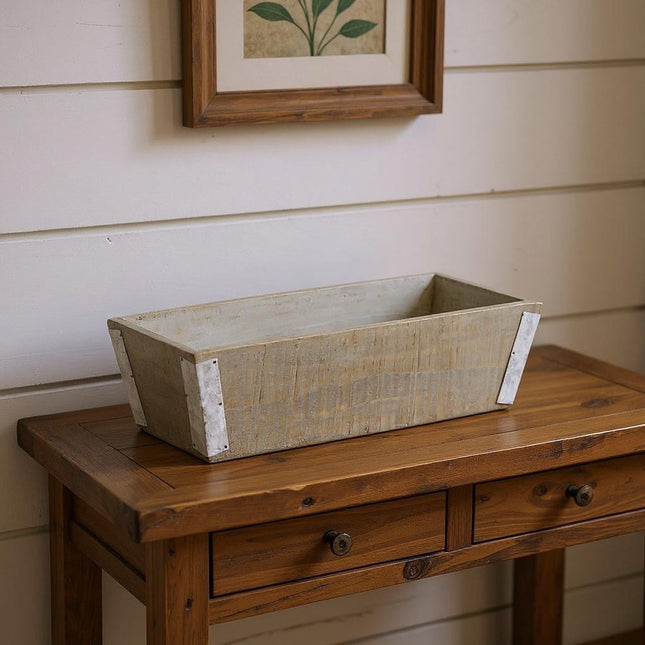 Natural And Silver Metal And Wood 123 Ounce Rectangular Distressed Planter Box