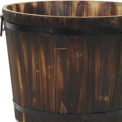 Brown Wood And Metal 1000 Ounce Round Distressed Planter Box