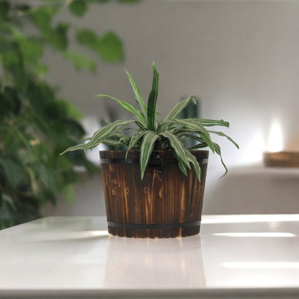 Brown Wood And Metal 1000 Ounce Round Distressed Planter Box