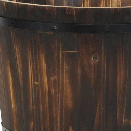 Brown Wood And Metal 1000 Ounce Round Distressed Planter Box