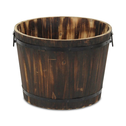 Brown Wood And Metal 1000 Ounce Round Distressed Planter Box