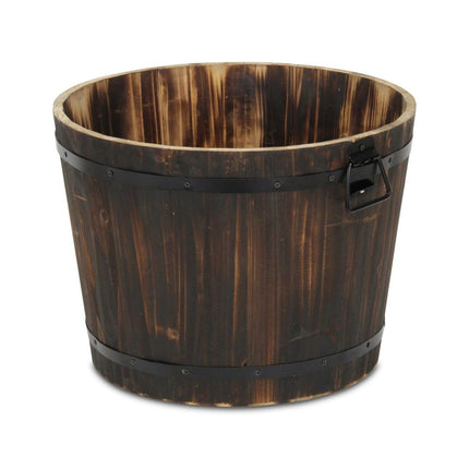 Brown Wood And Metal 1000 Ounce Round Distressed Planter Box