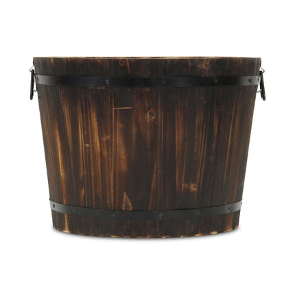 Brown Wood And Metal 1000 Ounce Round Distressed Planter Box